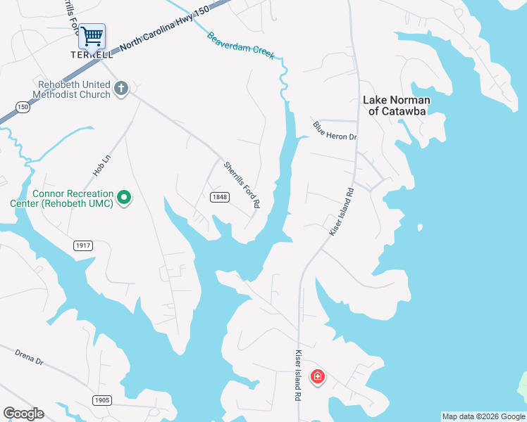 map of restaurants, bars, coffee shops, grocery stores, and more near 9490 Sherrills Ford Road in Lake Norman of Catawba
