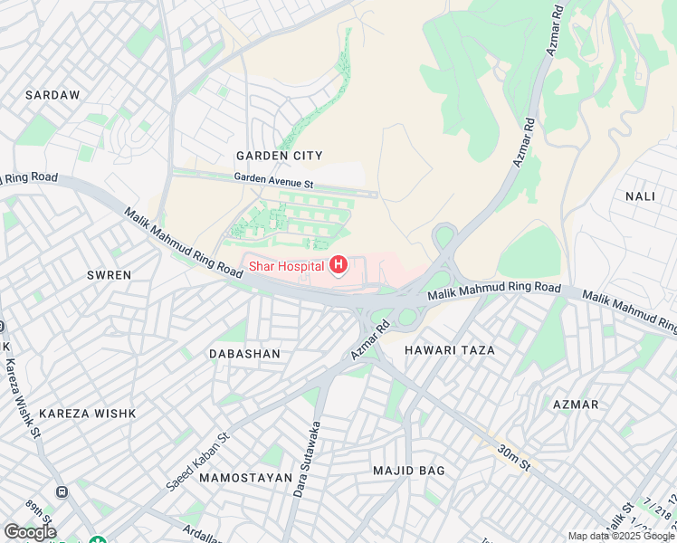 map of restaurants, bars, coffee shops, grocery stores, and more near Malik Mahmud Ring Road in Sulaymaniyah