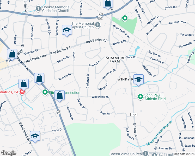 map of restaurants, bars, coffee shops, grocery stores, and more near 3313 Edwards Court in Greenville