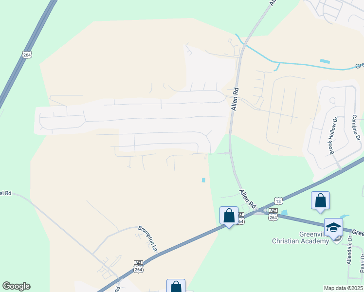 map of restaurants, bars, coffee shops, grocery stores, and more near 2225 Sweet Bay Drive. in Greenville