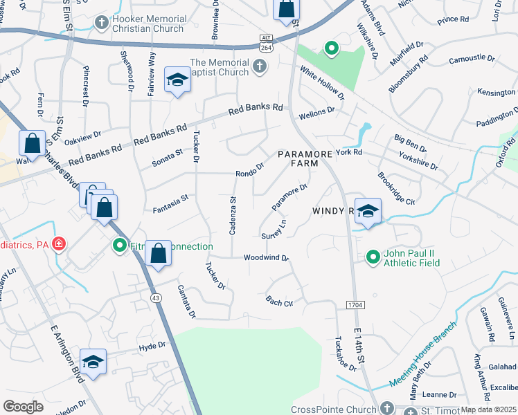 map of restaurants, bars, coffee shops, grocery stores, and more near 3313 Edwards Court in Greenville