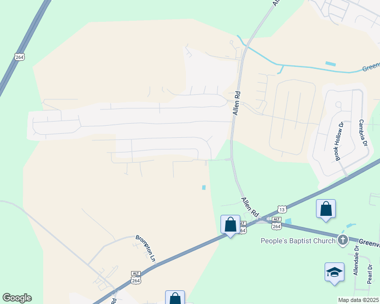 map of restaurants, bars, coffee shops, grocery stores, and more near 2213 Sweet Bay Drive. in Greenville