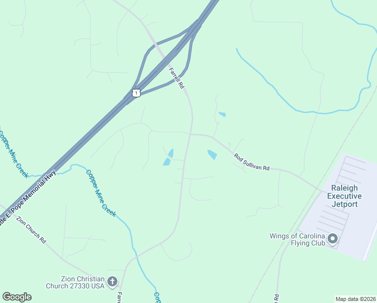 map of restaurants, bars, coffee shops, grocery stores, and more near 3689 Farrell Road in Sanford