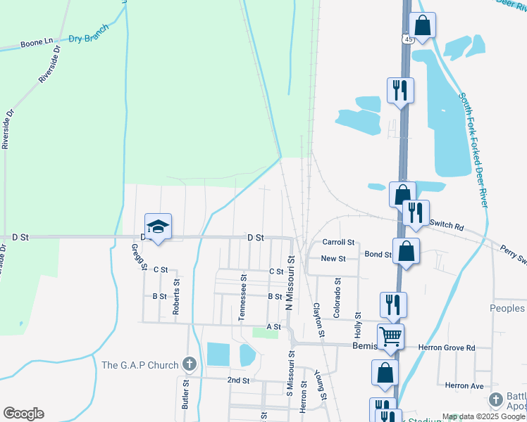 map of restaurants, bars, coffee shops, grocery stores, and more near 32 North Avenue in Jackson