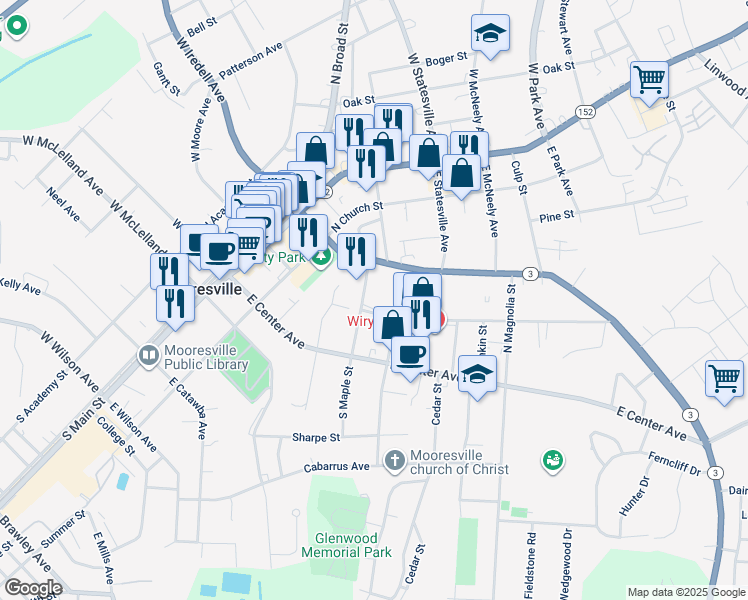 map of restaurants, bars, coffee shops, grocery stores, and more near 213 Maple Street in Cleveland