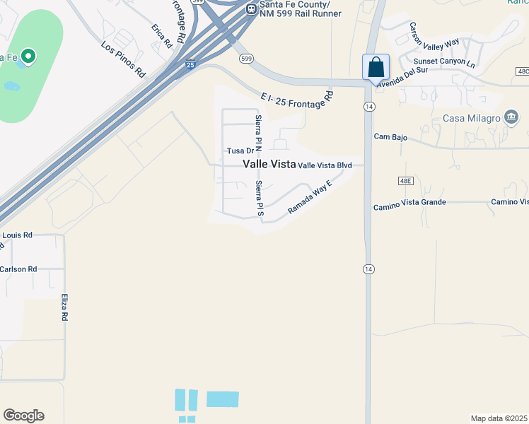 map of restaurants, bars, coffee shops, grocery stores, and more near 21 Sierra Place South in Santa Fe