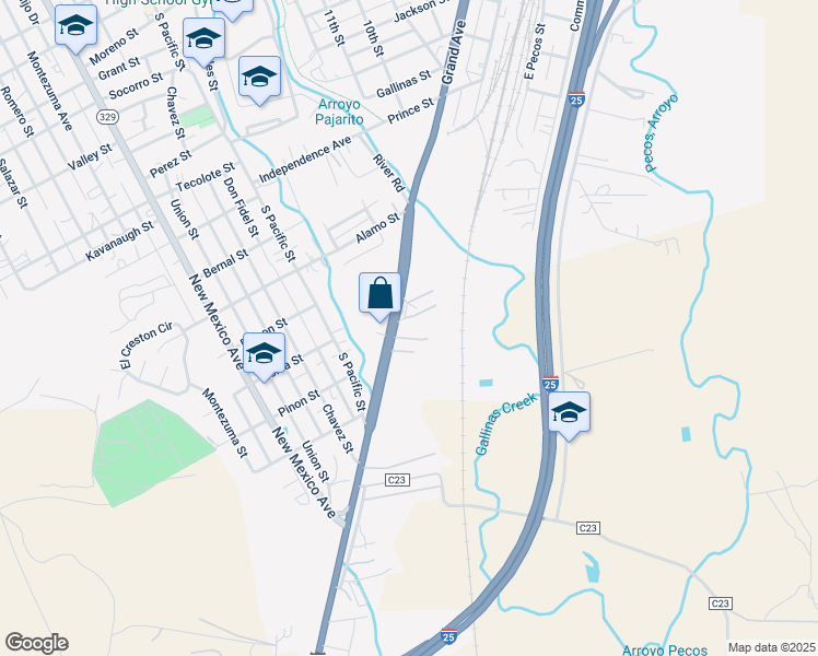 map of restaurants, bars, coffee shops, grocery stores, and more near 220 South Grand Avenue in Las Vegas