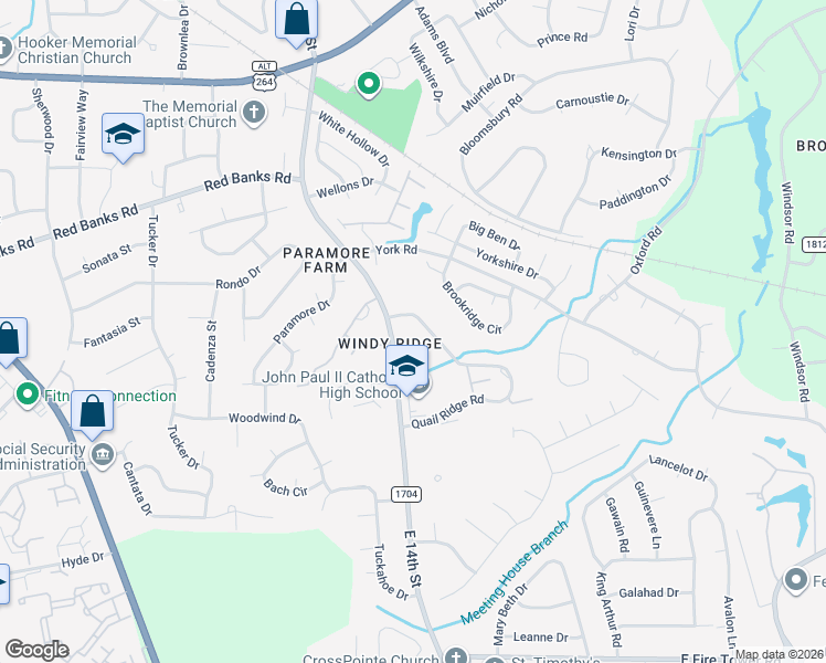 map of restaurants, bars, coffee shops, grocery stores, and more near 1864 Quail Ridge Road in Greenville