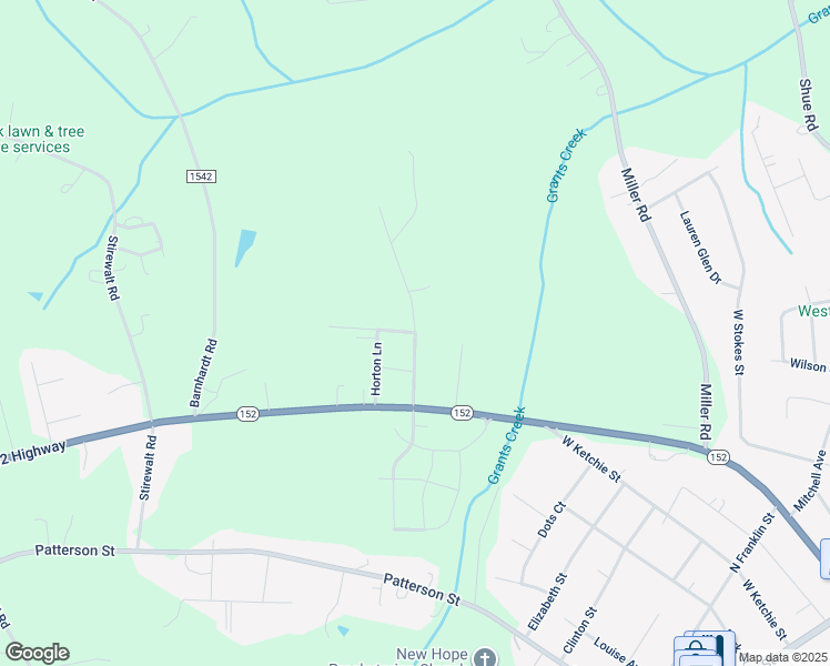 map of restaurants, bars, coffee shops, grocery stores, and more near Pleasant Village Lane in China Grove