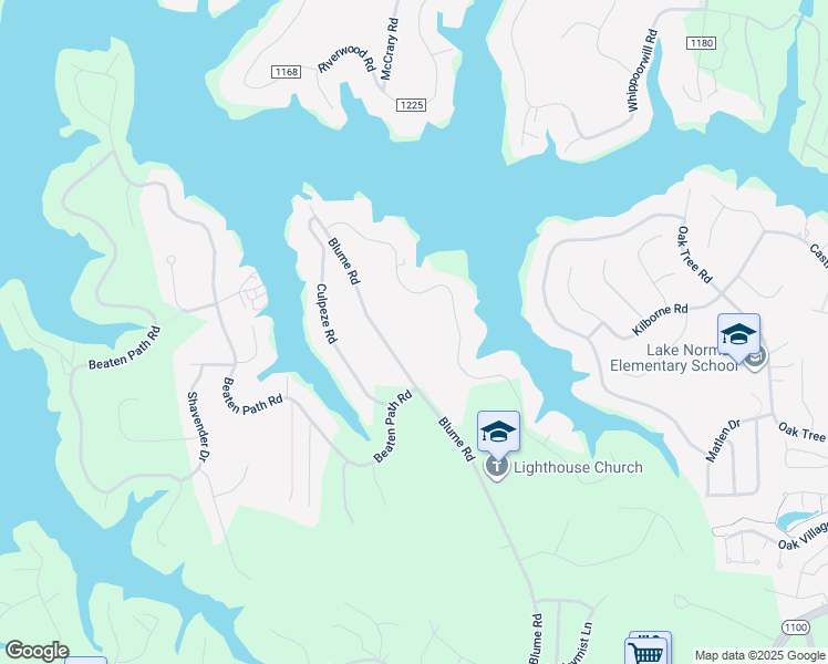map of restaurants, bars, coffee shops, grocery stores, and more near 324 Blume Road in Mooresville