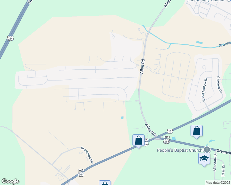 map of restaurants, bars, coffee shops, grocery stores, and more near 2217 Sweet Bay Drive. in Greenville