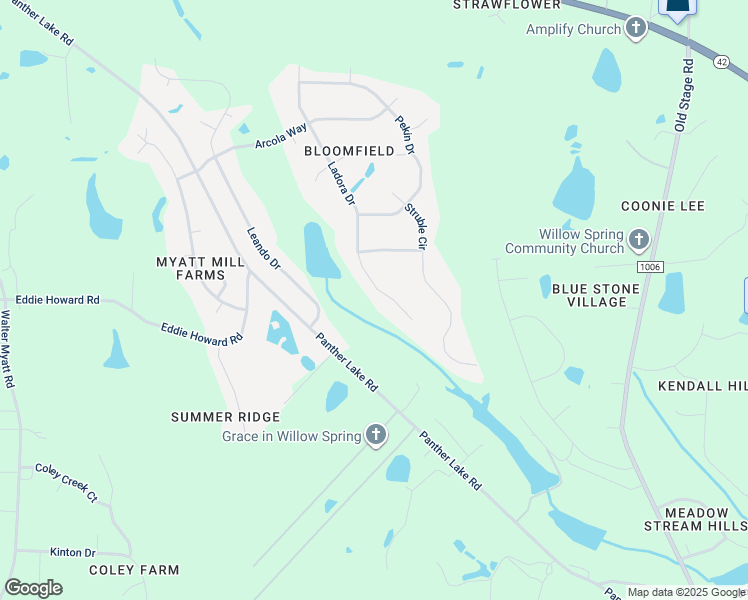 map of restaurants, bars, coffee shops, grocery stores, and more near 7624 Ladora Drive in Willow Spring
