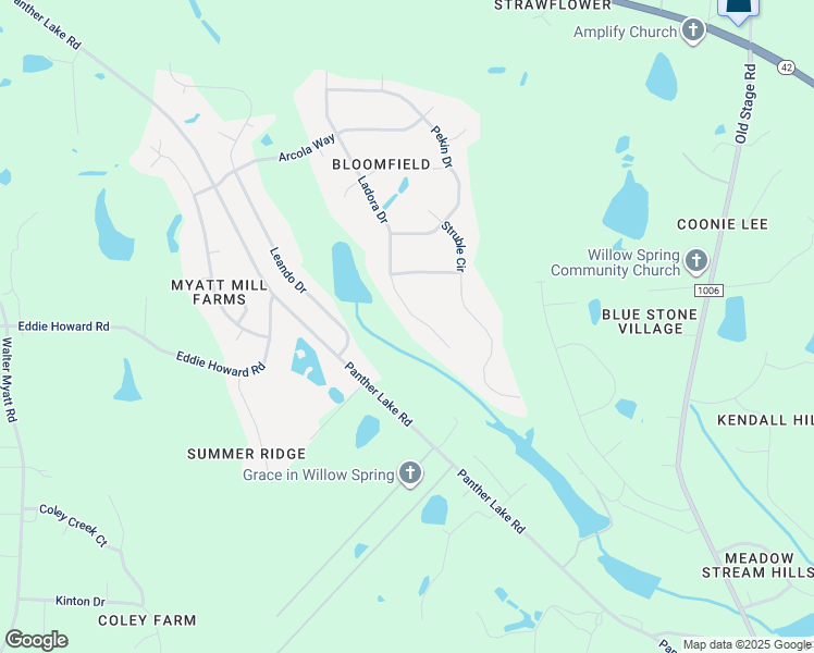 map of restaurants, bars, coffee shops, grocery stores, and more near 7624 Ladora Drive in Willow Spring