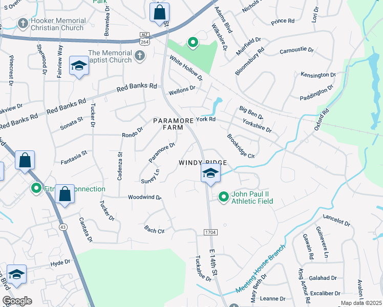 map of restaurants, bars, coffee shops, grocery stores, and more near 46 Barnes Street in Greenville