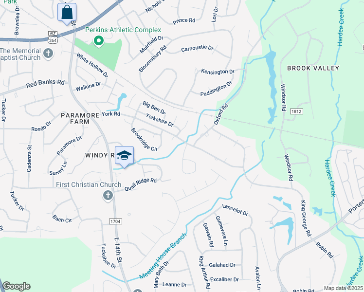 map of restaurants, bars, coffee shops, grocery stores, and more near 500 Westchester Drive in Greenville