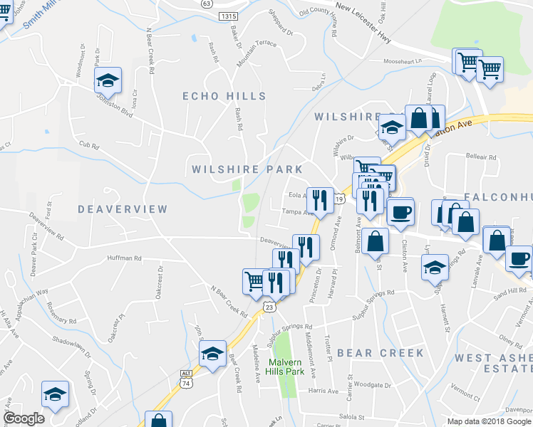 map of restaurants, bars, coffee shops, grocery stores, and more near 26 Rodgers Place in Asheville