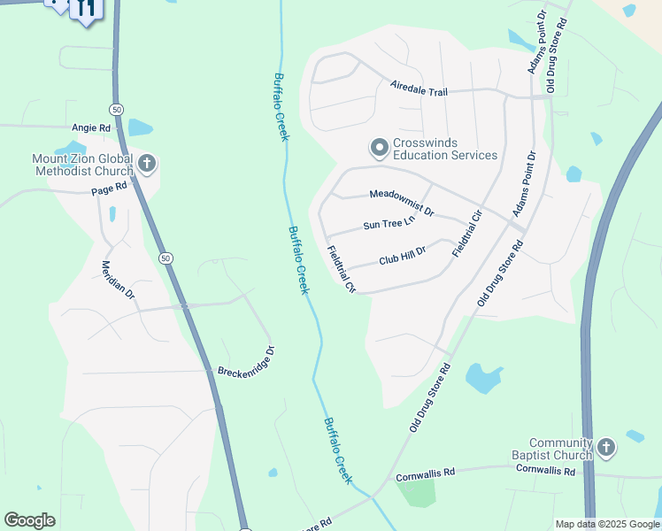 map of restaurants, bars, coffee shops, grocery stores, and more near 868 Fieldtrial Circle in Garner