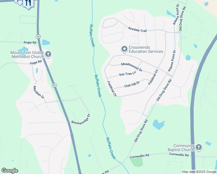 map of restaurants, bars, coffee shops, grocery stores, and more near 868 Fieldtrial Circle in Garner