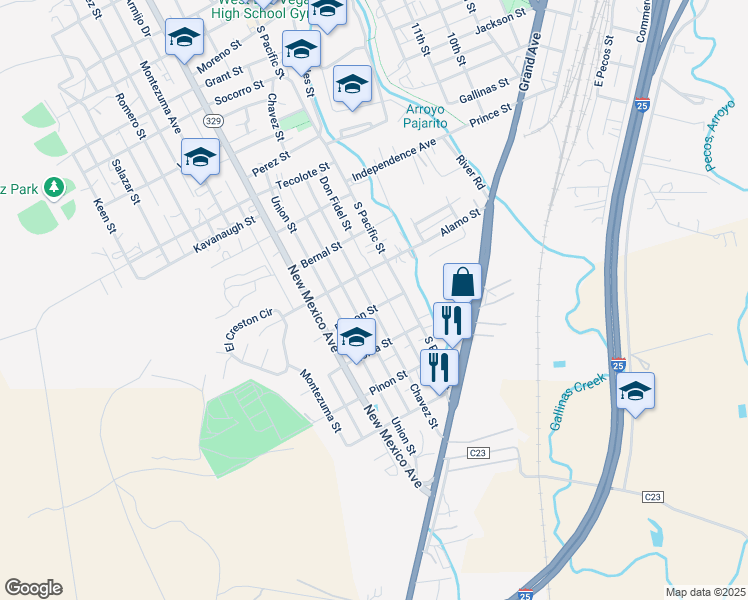 map of restaurants, bars, coffee shops, grocery stores, and more near 521 Chavez Street in Las Vegas