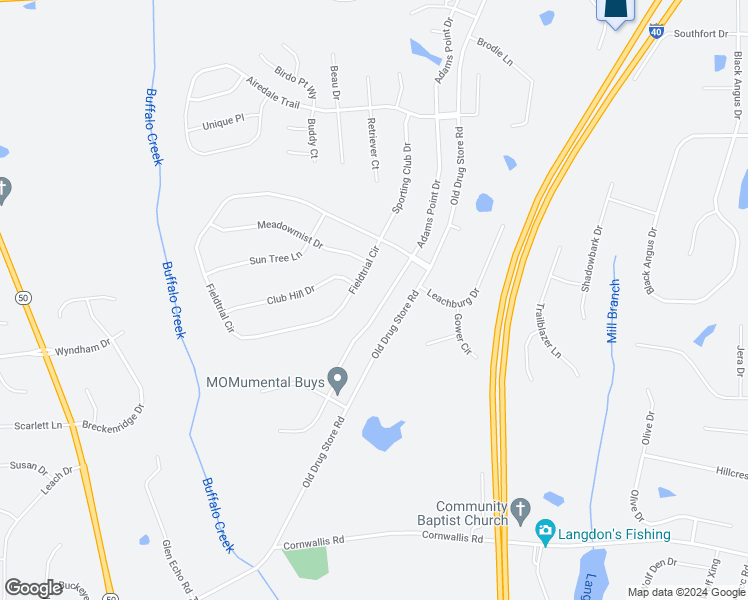 map of restaurants, bars, coffee shops, grocery stores, and more near 275 Adams Point Drive in Garner