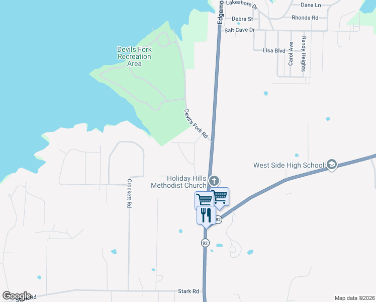 map of restaurants, bars, coffee shops, grocery stores, and more near 49 Devil's Fork Road in Higden
