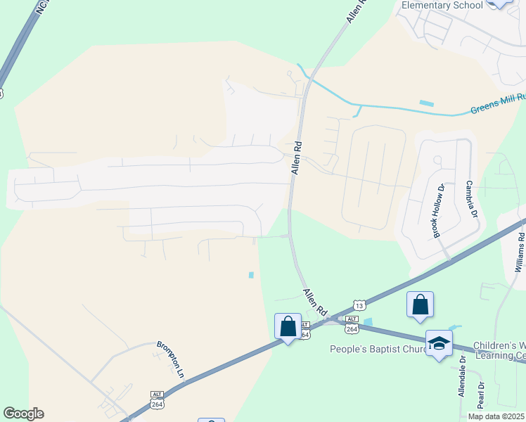 map of restaurants, bars, coffee shops, grocery stores, and more near Hidden Laurel Court in Greenville