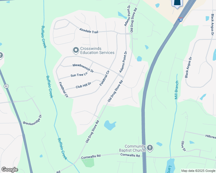 map of restaurants, bars, coffee shops, grocery stores, and more near 275 Adams Point Drive in Garner
