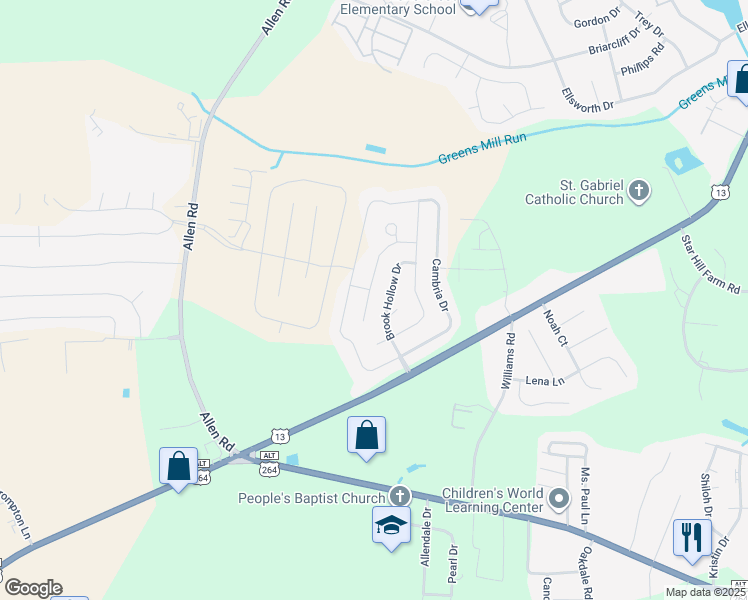 map of restaurants, bars, coffee shops, grocery stores, and more near 1925 Leighton Drive in Greenville