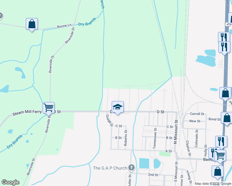 map of restaurants, bars, coffee shops, grocery stores, and more near 72 Jefferson Street in Jackson