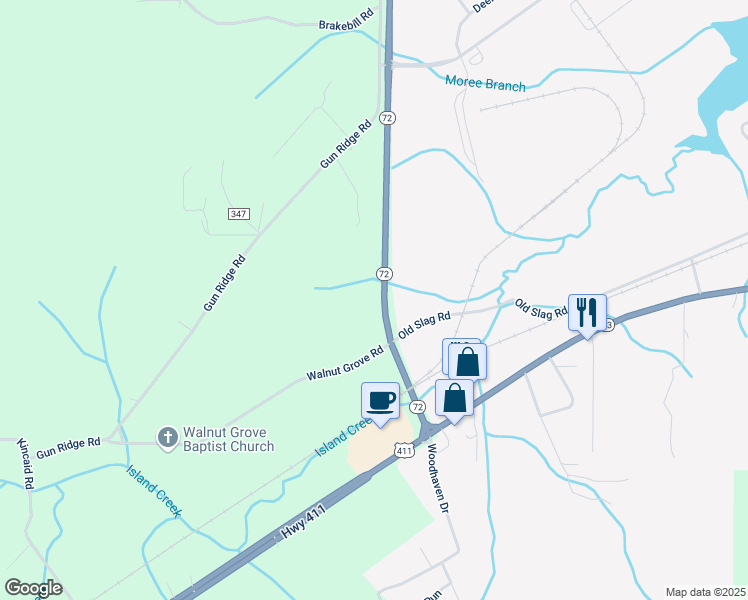 map of restaurants, bars, coffee shops, grocery stores, and more near 106 Walnut Grove Road in Vonore