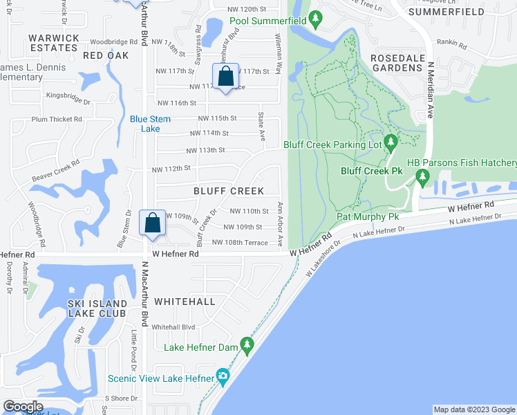 map of restaurants, bars, coffee shops, grocery stores, and more near 5213 Northwest 110th Street in Oklahoma City