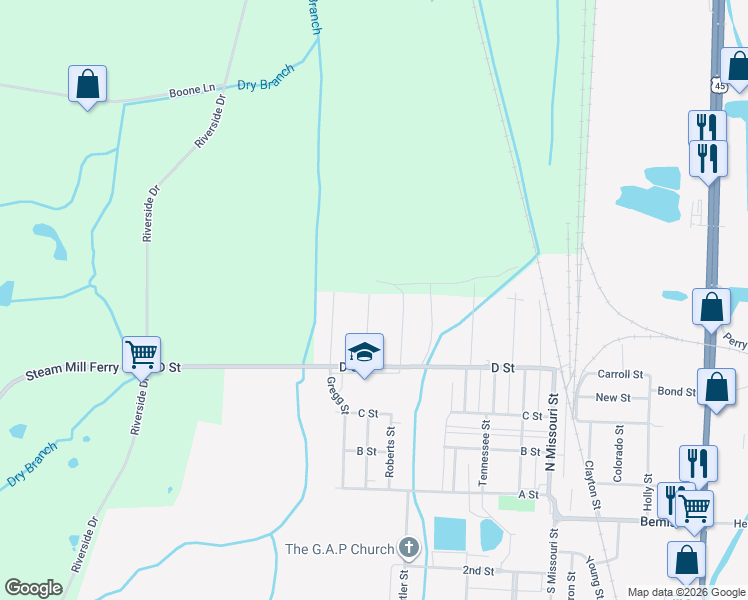 map of restaurants, bars, coffee shops, grocery stores, and more near 72 Monroe Avenue in Jackson