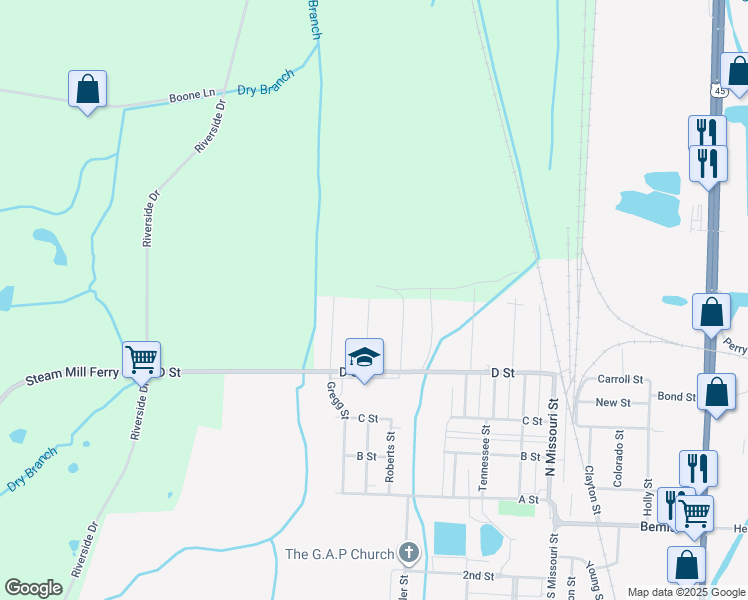 map of restaurants, bars, coffee shops, grocery stores, and more near 72 Monroe Avenue in Jackson