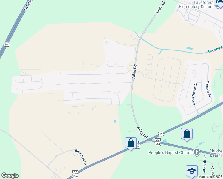 map of restaurants, bars, coffee shops, grocery stores, and more near 2308 Great Laurel Court in Greenville