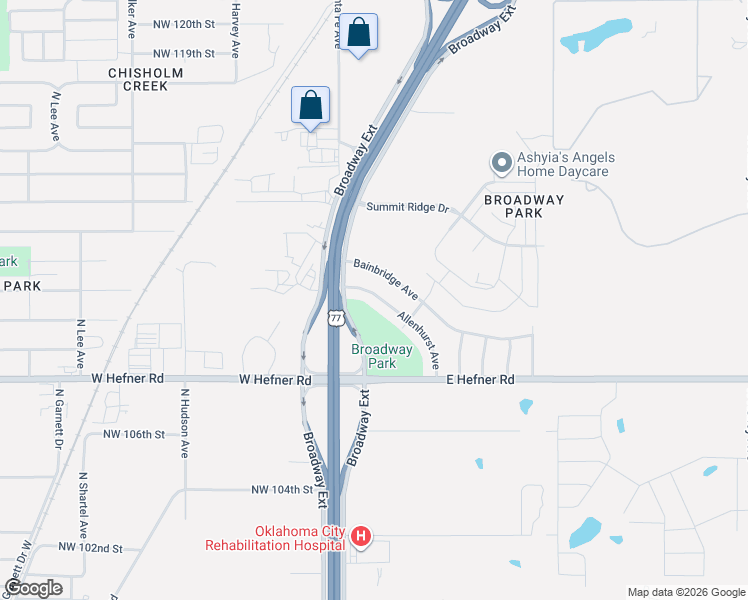 map of restaurants, bars, coffee shops, grocery stores, and more near 24 Allenhurst Avenue in Oklahoma City
