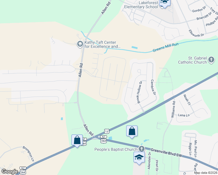 map of restaurants, bars, coffee shops, grocery stores, and more near 2209 Remington Court in Greenville