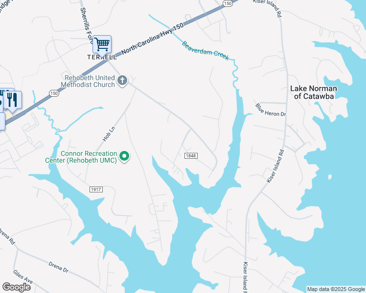 map of restaurants, bars, coffee shops, grocery stores, and more near 4499 Sherrills Ford Rd in Lake Norman of Catawba