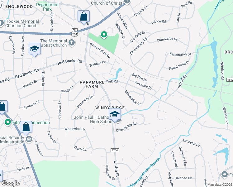 map of restaurants, bars, coffee shops, grocery stores, and more near 2408 King Richard Court in Greenville