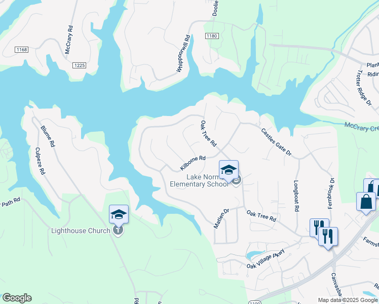 map of restaurants, bars, coffee shops, grocery stores, and more near 111 Spring Grove Drive in Mooresville