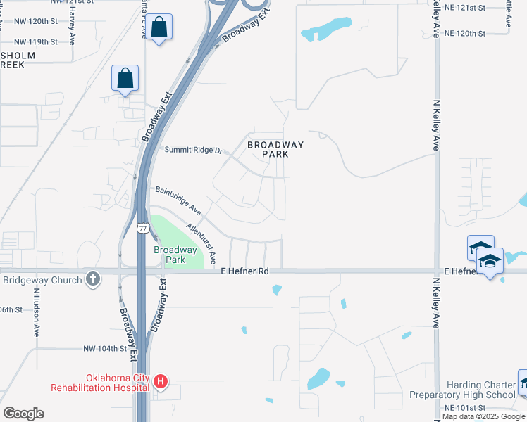 map of restaurants, bars, coffee shops, grocery stores, and more near 11301-11399 Keystone Road in Oklahoma City