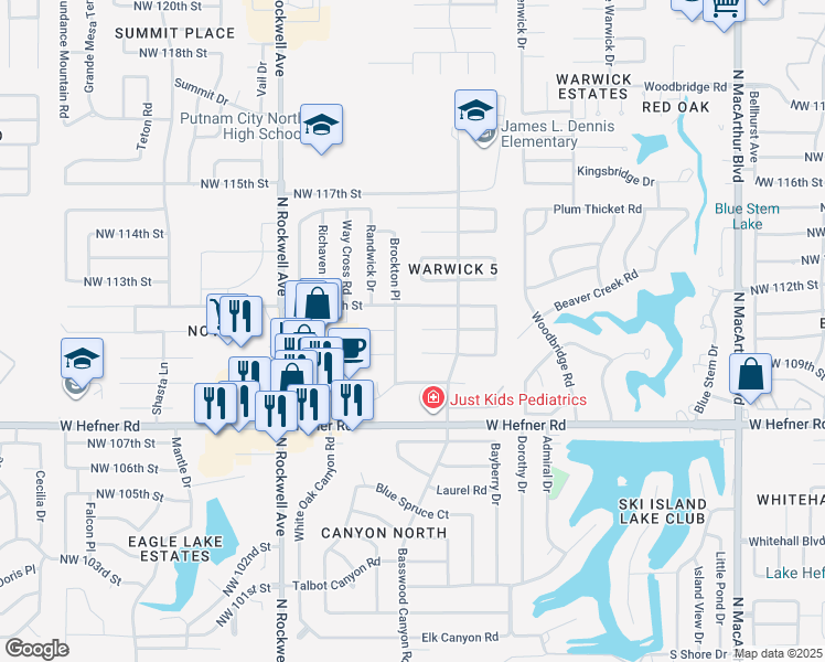 map of restaurants, bars, coffee shops, grocery stores, and more near 6641 Northwest 111th Street in Oklahoma City