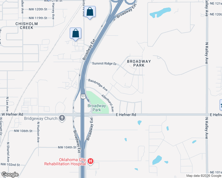map of restaurants, bars, coffee shops, grocery stores, and more near Oklahoma Avenue in Oklahoma City
