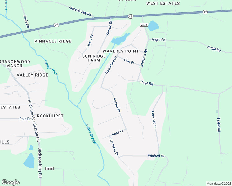 map of restaurants, bars, coffee shops, grocery stores, and more near 105 Natalie Drive in Raleigh