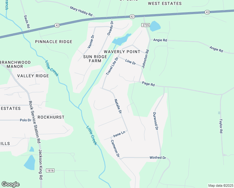 map of restaurants, bars, coffee shops, grocery stores, and more near 105 Natalie Drive in Raleigh