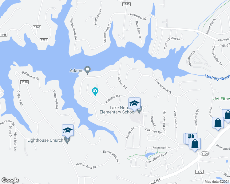 map of restaurants, bars, coffee shops, grocery stores, and more near 108 Spring Grove Drive in Mooresville