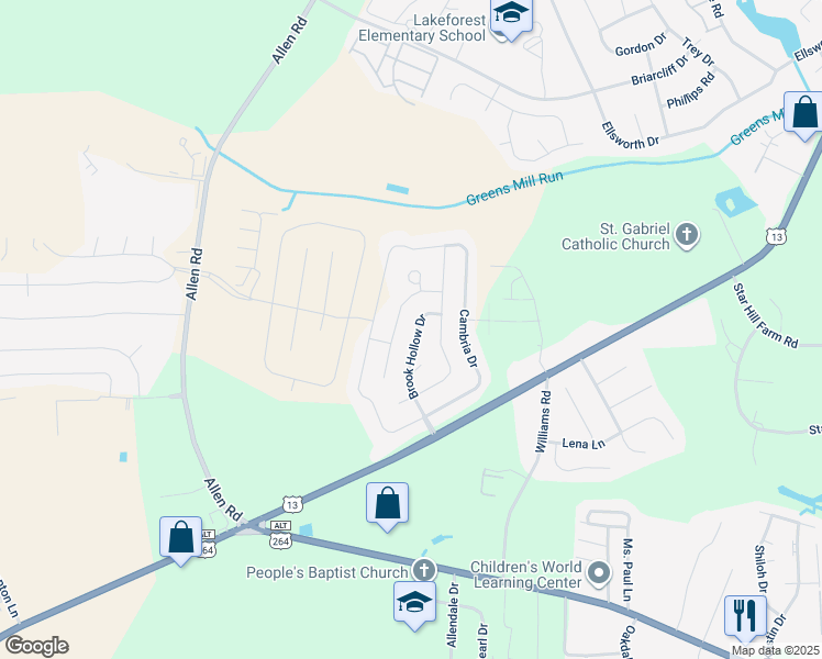 map of restaurants, bars, coffee shops, grocery stores, and more near 1925 Leighton Drive in Greenville