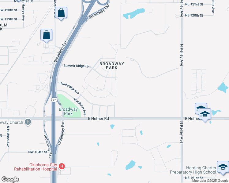 map of restaurants, bars, coffee shops, grocery stores, and more near 11301-11399 Keystone Road in Oklahoma City