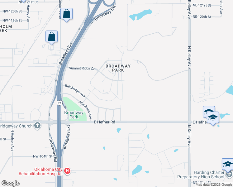 map of restaurants, bars, coffee shops, grocery stores, and more near 11301-11399 Keystone Road in Oklahoma City