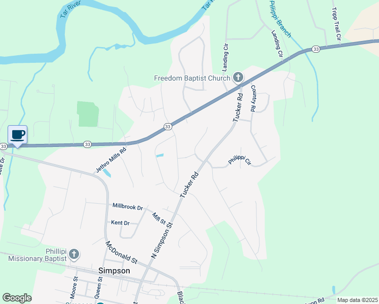map of restaurants, bars, coffee shops, grocery stores, and more near 2809 Northwinds Ln in Grimesland