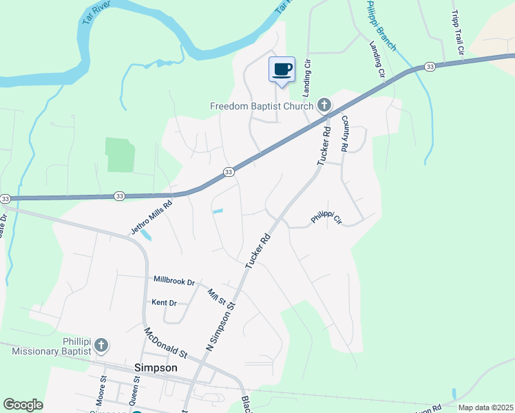 map of restaurants, bars, coffee shops, grocery stores, and more near 2809 Northwinds Ln in Grimesland